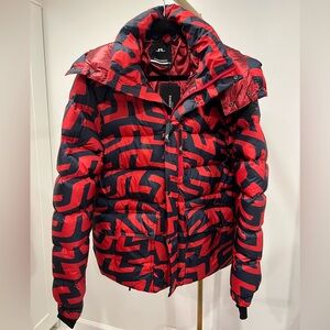 NWT J.Lindeberg Red and Blue Patterned Puffer Jacket